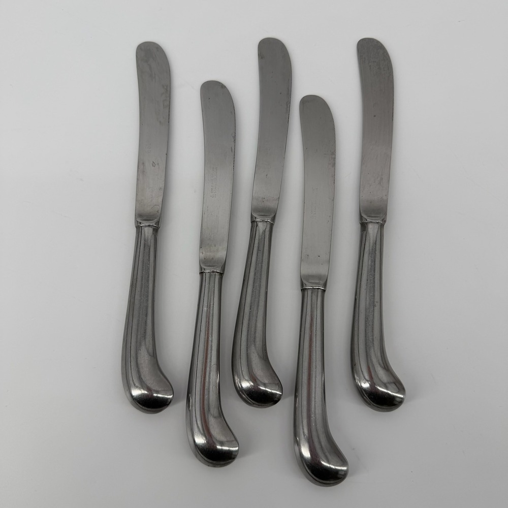 Orleans Silver Stainless‎ Japan Pistol Grip Dinner Knives Ribbed Handle Set of 5
